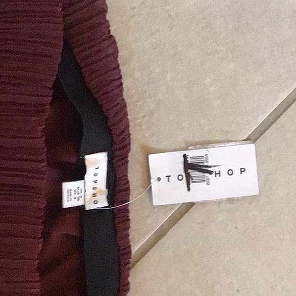 Topshop Burgundy strapless lined Textured Dress - Picture 6 of 6